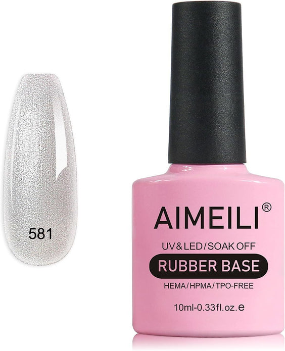 AIMEILI 5 in 1 Rubber Base Gel For Nails, Sheer Color Polish UV LED Soak Off 581