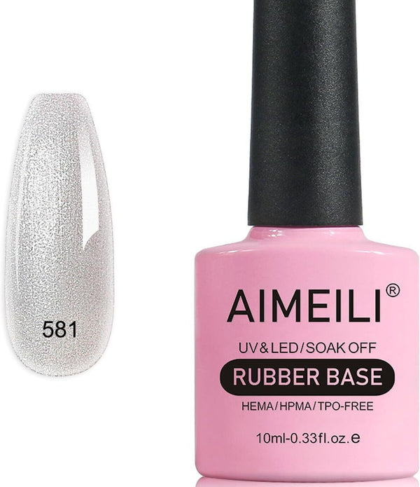 AIMEILI 5 in 1 Rubber Base Gel For Nails, Sheer Color Polish UV LED Soak Off 581