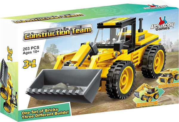 Apostrophe Games 3-in-1 Building Blocks Set (203 Pieces) - Build Loader.