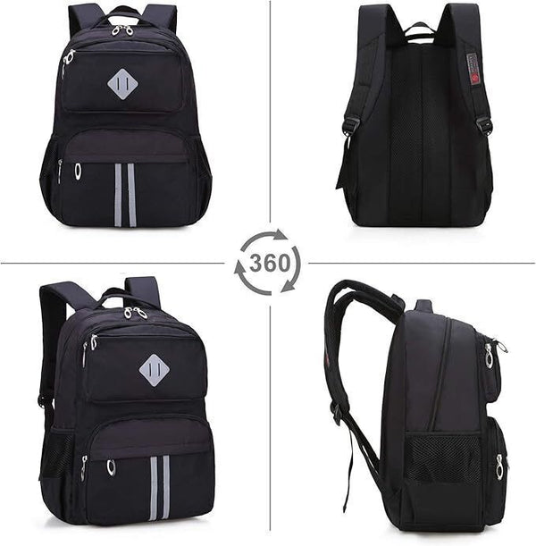 HOPYOCK School Bags for Boys & Girls Grey Multi-Pocket Backpacks