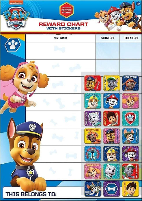 P aw Patrol Reusable Reward Chart with Reusable stickers