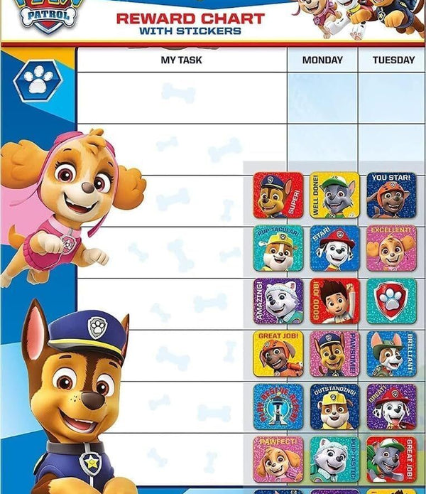 P aw Patrol Reusable Reward Chart with Reusable stickers