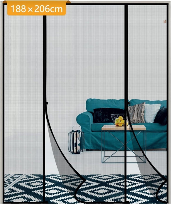 Yotache Fly Screen Door 188x206cm Polyester Double Door Mesh for Sliding Doors