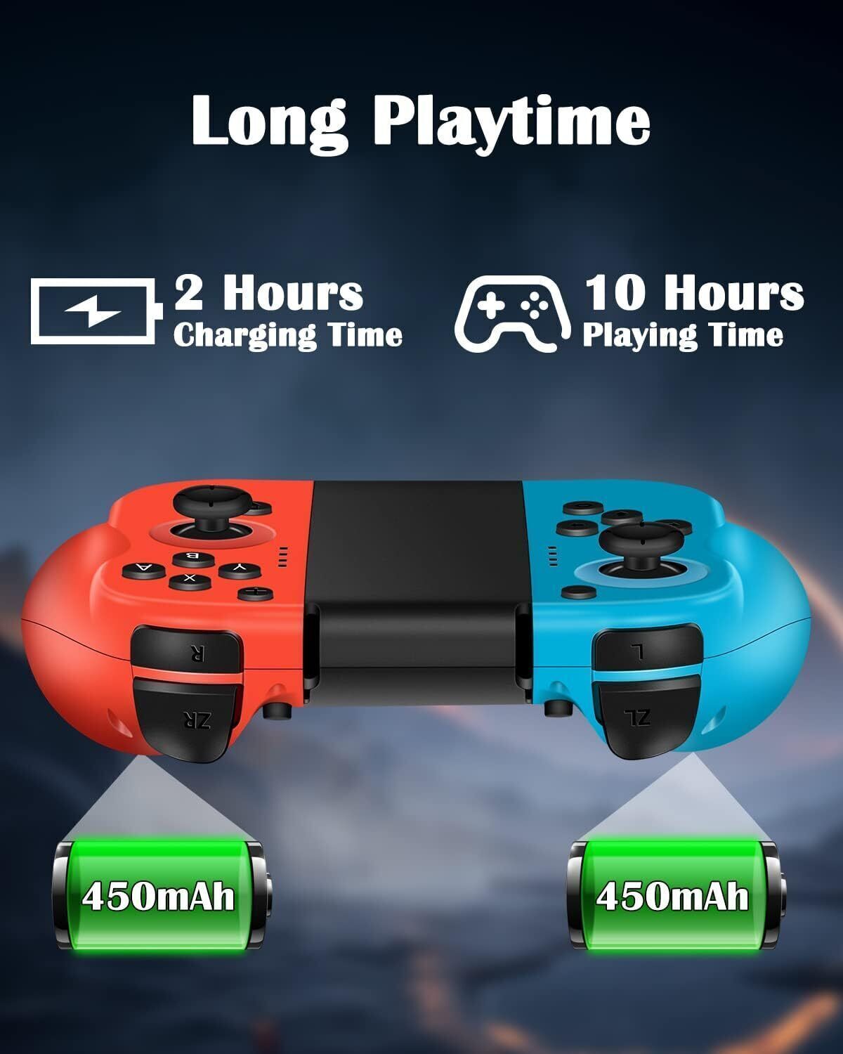 Handgrip Controller for Switch, Wireless with Vibration & Gyroscope for Gaming