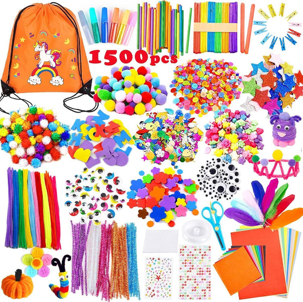 Yetech Arts and Crafts Supplies for Kids-1500+pcs Craft kits for kids With bag