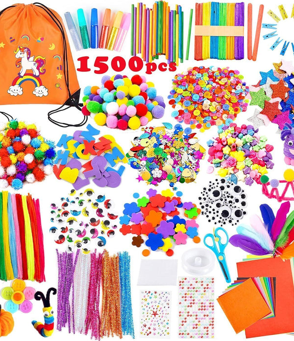 Yetech Arts and Crafts Supplies for Kids-1500+pcs Craft kits for kids With bag