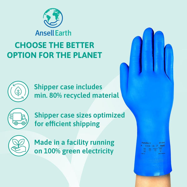 Ansell AlphaTec 37-310 Latex Free Blue Nitrile Rubber Chemical Protection Gloves