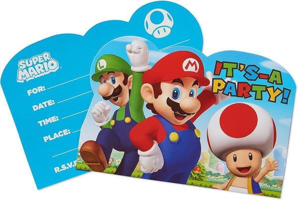 Super Mario Invitation Postcards 8 Pack Kids Birthday Party Supplies