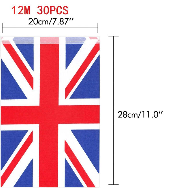 Union Jack Bunting,10M 30 PCS Reusable UK Garden Flag Banner, British Flag