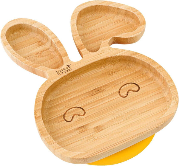 Bamboo Bamboo Baby and Toddler Suction Plate, Feeding and Weaning, Bunny, Yellow