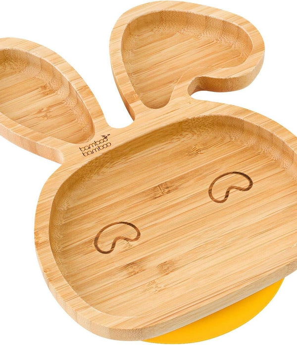 Bamboo Bamboo Baby and Toddler Suction Plate, Feeding and Weaning, Bunny, Yellow