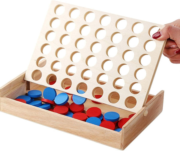 VingaHouse Wooden Four In a Row Game - German Classic Strategy Toy