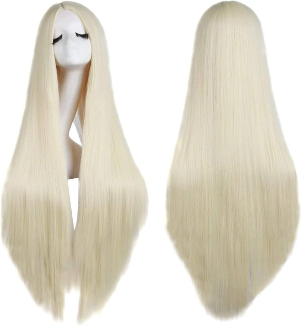 Colorful panda White Long Wigs for Women Long Straight Synthetic Hair Wig