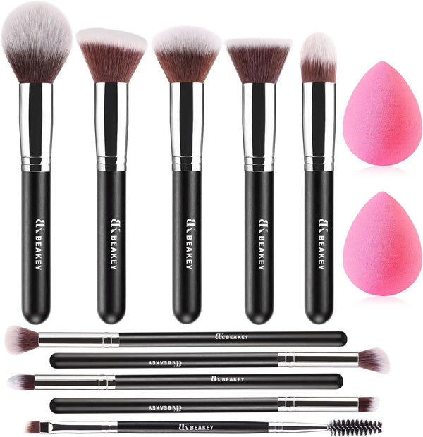 BEAKEY Premium Synthetic Kabuki Makeup Brushes Foundation Eye Face Set