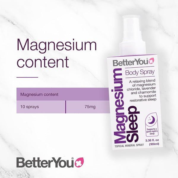 BetterYou Magnesium Sleep Body Spray 100ml Relaxing Nighttime Skincare