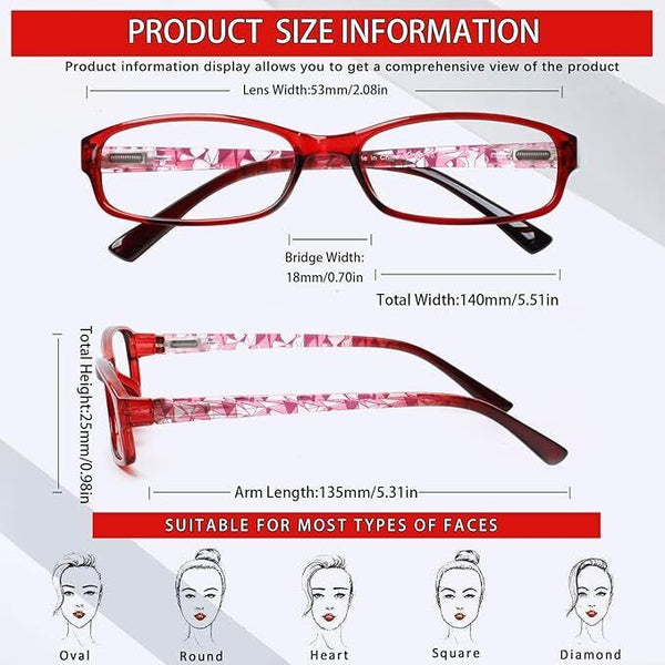 6 Pack Reading Glasses for Women - Men Blue Light Blocking Computer Reading 2.75