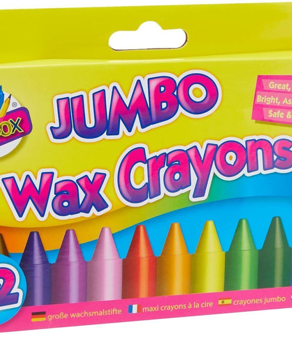 Jumbo Wax Crayons Children Kids Party Colouring Bright Colours Chunky 12 Pack