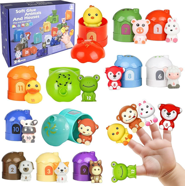 24pc Montessori Farm Animal Matching & Counting Learning Set