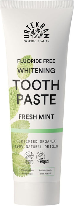 2 PACK Urtekram Fresh Mint Whitening Toothpaste Fluoride-Free 75ml