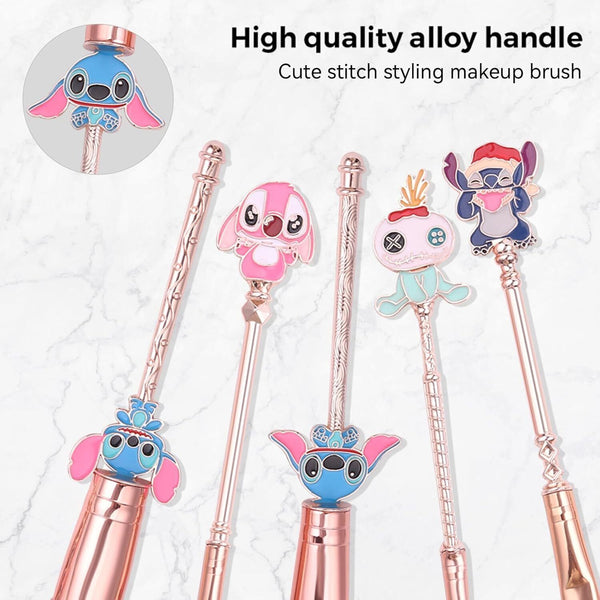 5pc Lilo & Stitch Makeup Brush Set  Kawaii Brushes for Powder, Eyes, Blush