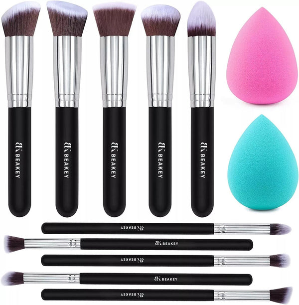 BEAKEY Makeup Brushes Premium Synthetic Foundation Face Brush Eyeshadow Kabuki