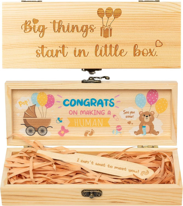 Wood Pregnancy Test Keepsake Box Delicate Pregnancy Announcement Wooden Box