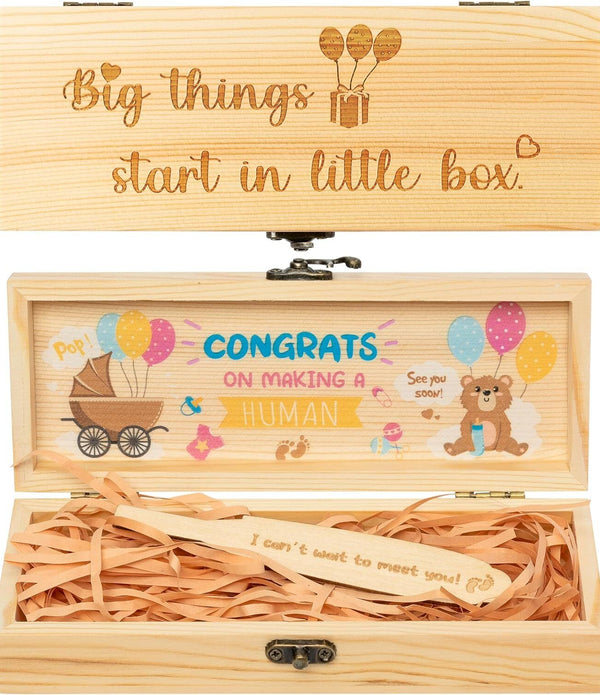 Wood Pregnancy Test Keepsake Box Delicate Pregnancy Announcement Wooden Box