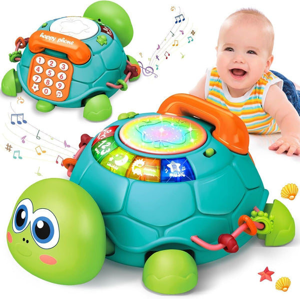 Baby Crawling Turtle Toy, Interactive 1st Birthday Gift, Lights & Music