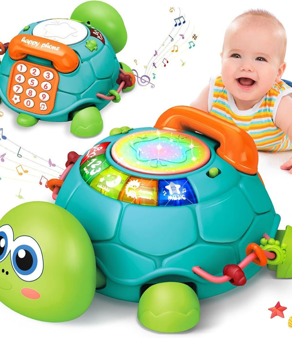 Baby Crawling Turtle Toy, Interactive 1st Birthday Gift, Lights & Music