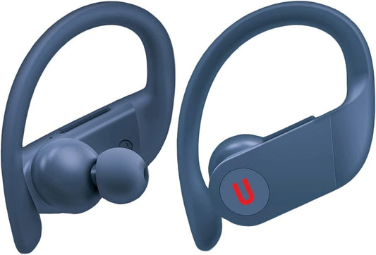 UNOSOUNDS SportBuds True Wireless Earbuds Blue Sweatproof Ear Hooks Mic