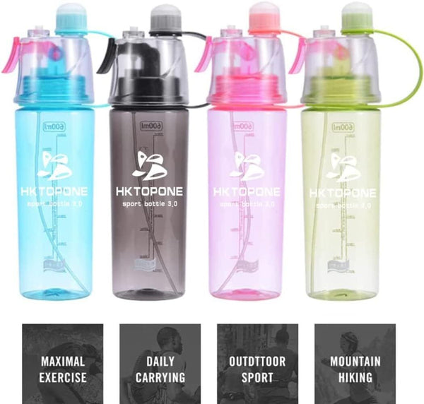 Spray Water Bottle for Drinking Sports Water Bottle Cycling BPA Free 600ml Green