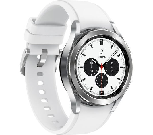 Samsung Galaxy Watch4 Classic (Cellular, 42mm) Steel Case + White Strap