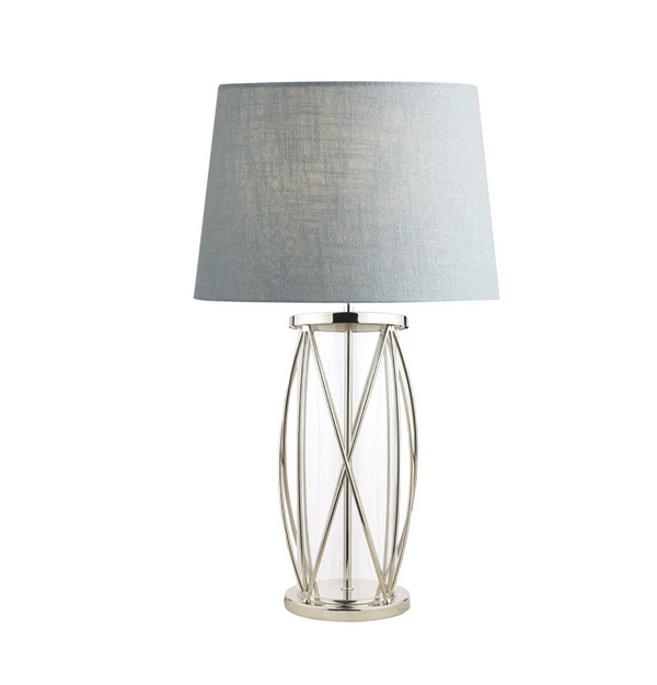 Laura Ashley Beckworth  Tall Table Lamp, Polished Nickel, H65 x 40.5cm, 2.65kg