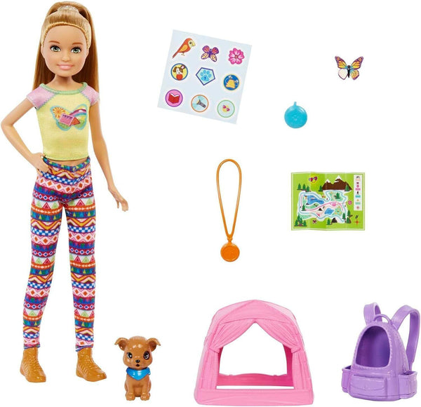 Barbie Camping Playset Stacie Doll Puppy Tent & Accessories Kids Gift 3-7 Years