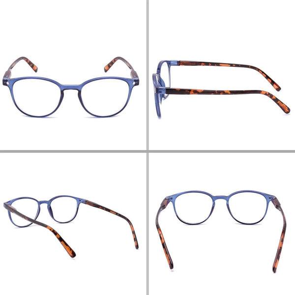 4 Pack Reading Glasses Blue Light Vintage Round Frame Eyeglasses Unisex 1.25