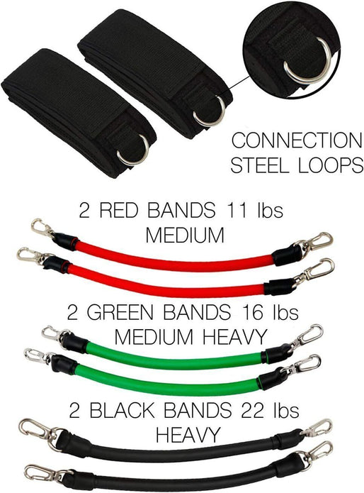 Fitness Health Extreme Training Leg Resistance Bands - Kinetic Band Workout Set