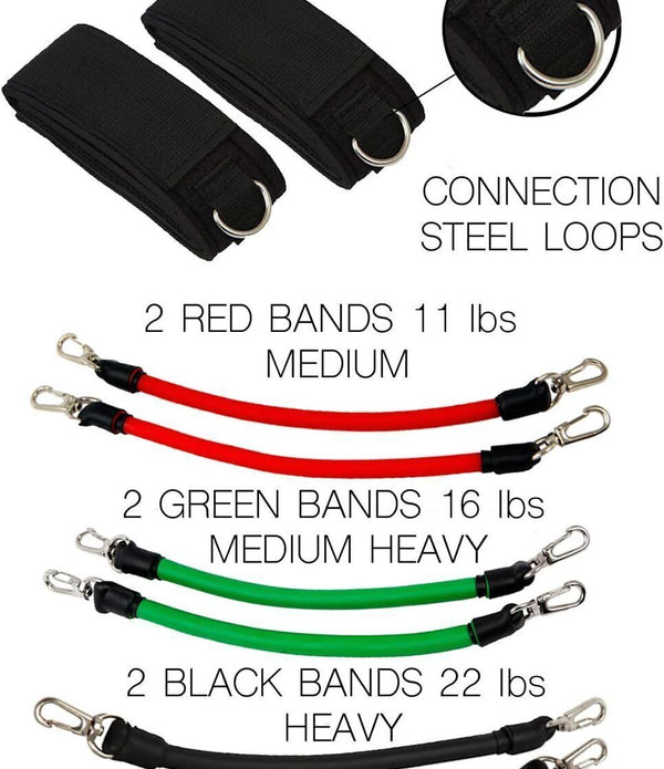 Fitness Health Extreme Training Leg Resistance Bands - Kinetic Band Workout Set