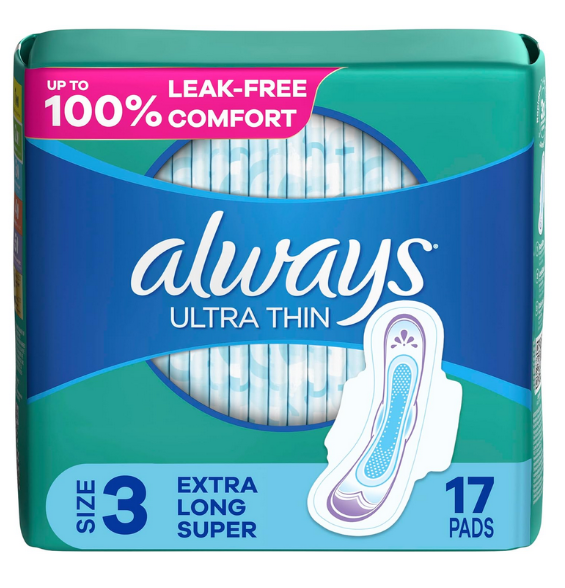 Always Ultra Thin Pads, Size 3, Extra Long, Super Absorbent, Unscented, 38 Count