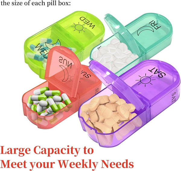Shudyear Weekly Pill Organizer, 7-Day AM/PM Case, Coffee