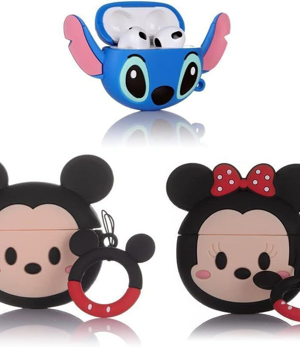 3-Pack Silicone AirPods 3 Cases 2022 - Minnie, Stitch, Mickey + Keychain