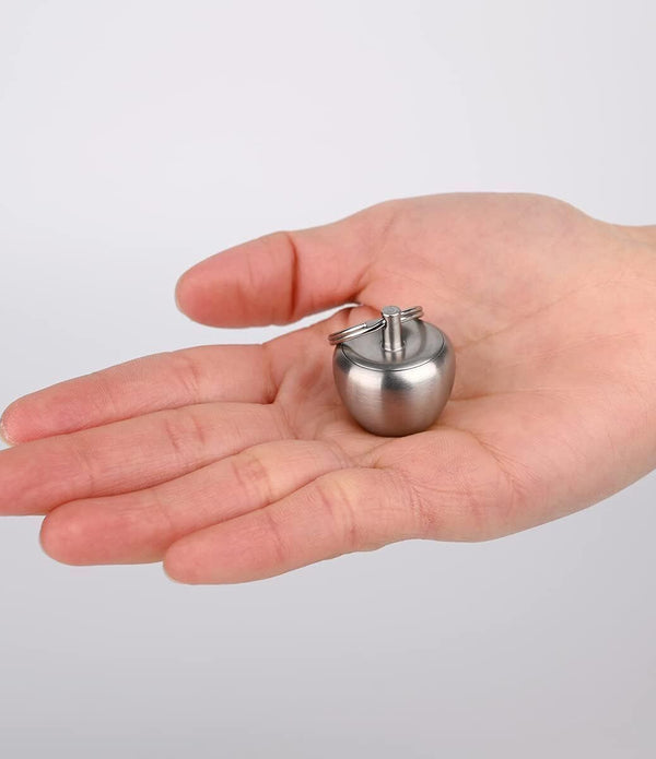 NHDT Stainless Steel Keychain Pill Holder - Apple Pendant Design (EDC)