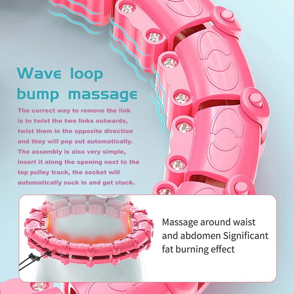 Weighted Smart Hula Ring Hoop 24-Knot Auto-Spinning Fitness