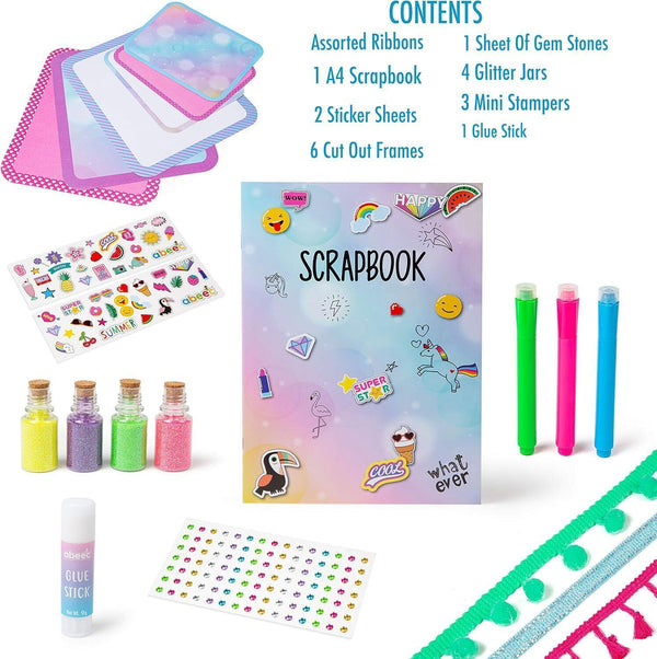 abeec Scrapbook Kit for Kids 5+ - Stickers, Glitter, Gems & More