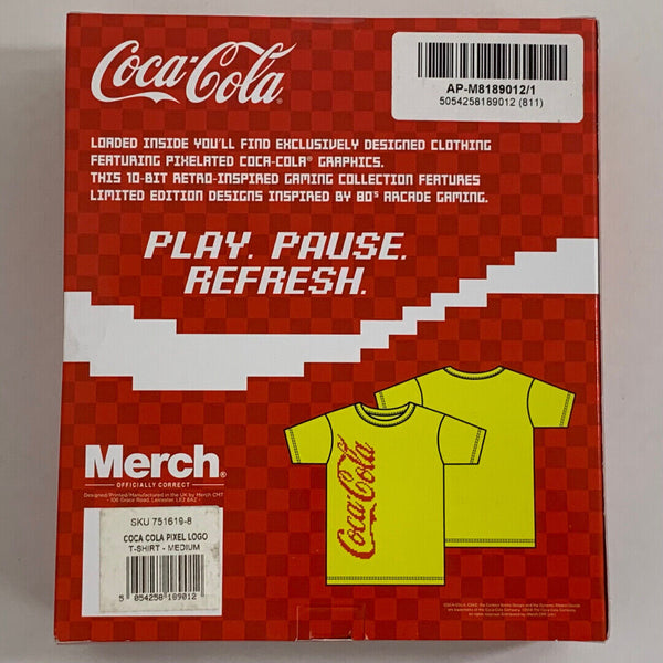 Coco-Cola Unisex - Adults Short Sleeve T-shirt, Vertical Logo, Yellow Size M