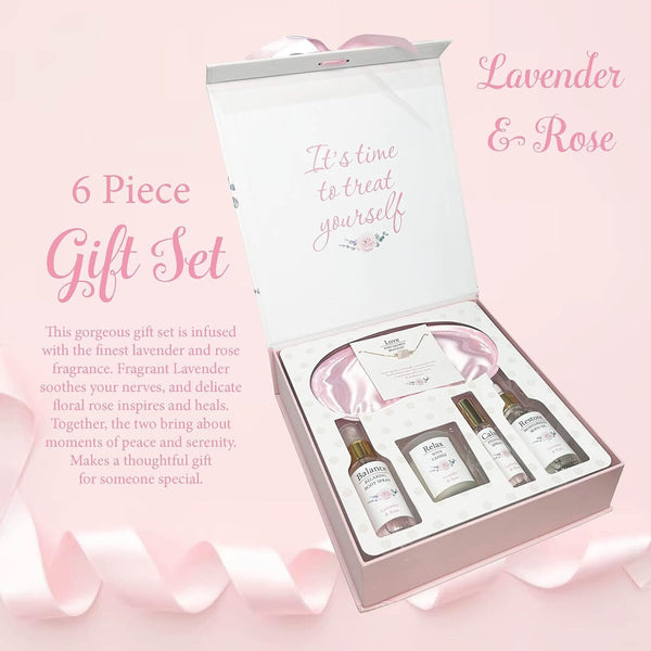 40th Birthday Spa Box Gift Set w/Scented Candle, Lavender & Rose Oil for Her