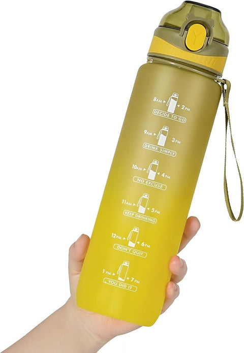 1L Boys Water Bottle with Straw � Leak-Proof, BPA-Free Sports Bottle (Yellow)