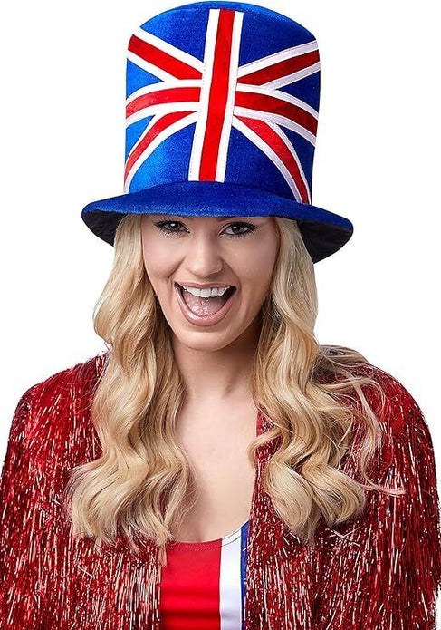 Smiffys Deluxe Union Jack Top Hat, Union Jack Fancy Dress, Union Jack Dress