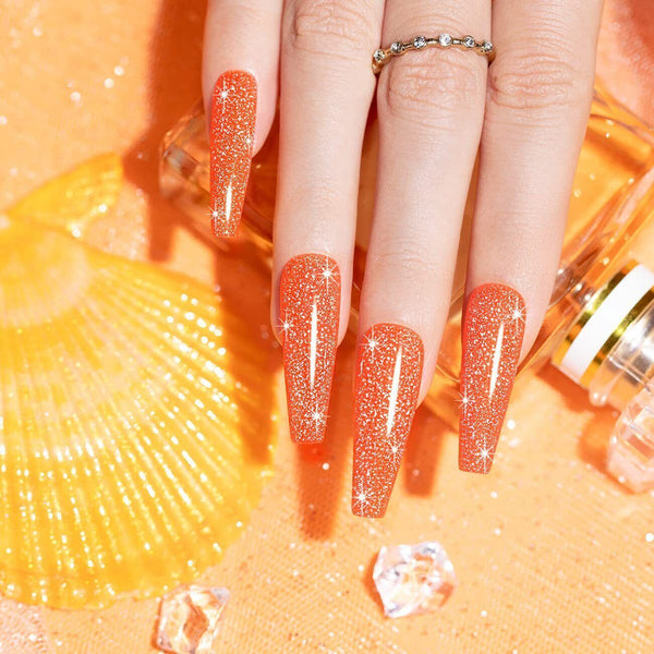 RARJSM Orange Gel Nail Polish 7.5ml  Reflective Soak-Off Neon Shimmer