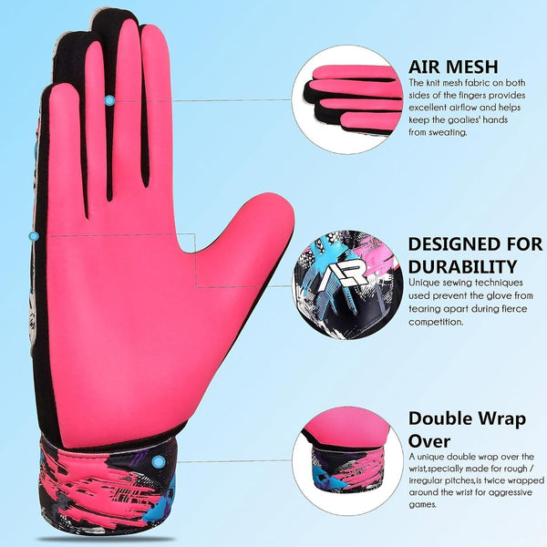 Arsh Sports Goalie Gloves, Pink, Size 5, 9-12 years  Youth Soccer Gloves