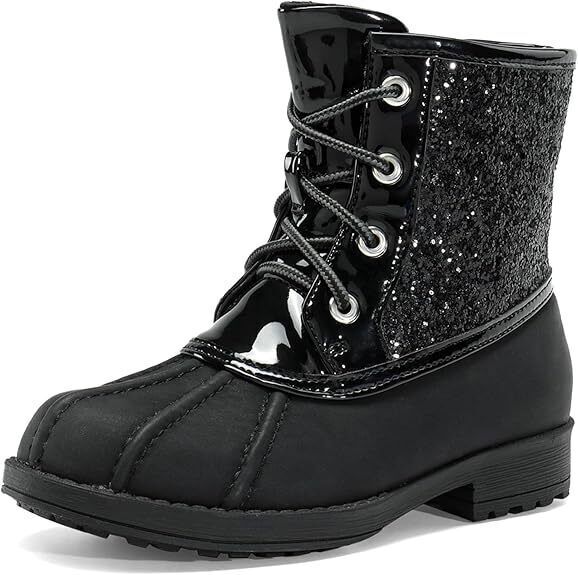 DREAM PAIRS Girls Glitter Ankle Boots KBO212, Black UK10